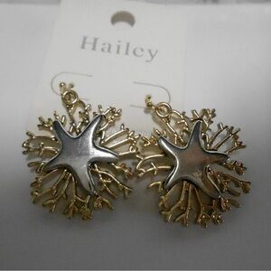 Gold and Silver lucky Starburst Earrings NEW great for the holidays
